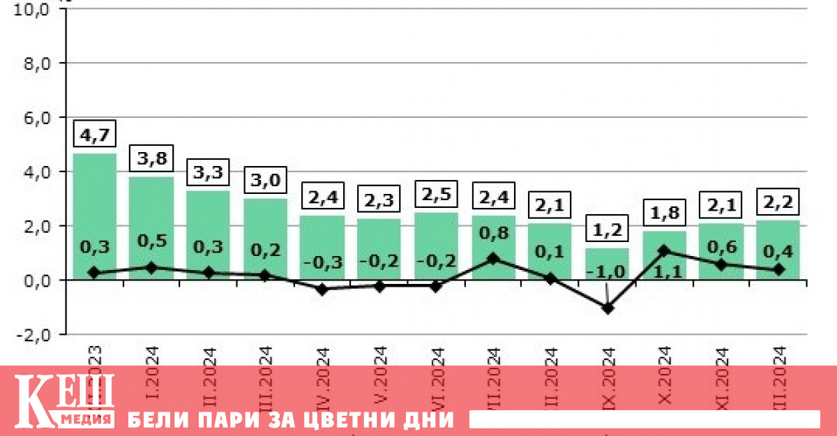 През декември 2024 г е 0 4 а годишната инфлация